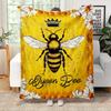 Bright Green Sunflower Bumblebee Throw Blanket For Indoor Sofa Bed Daily Use Birthday Anniversary Nature Pet Friend Offering
