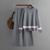 Autumn and Winter New Contrasting Color Knitted Wide-leg Pants with Loose and Thin Striped Knitted Two-piece Suit for Women