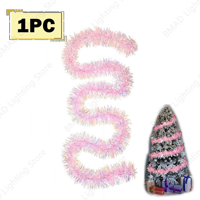 2m Christmas Pink Tinsel Garland Shiny Metallic Glitter Party Decoration for Christmas Valentine Wedding Birthday Decoration