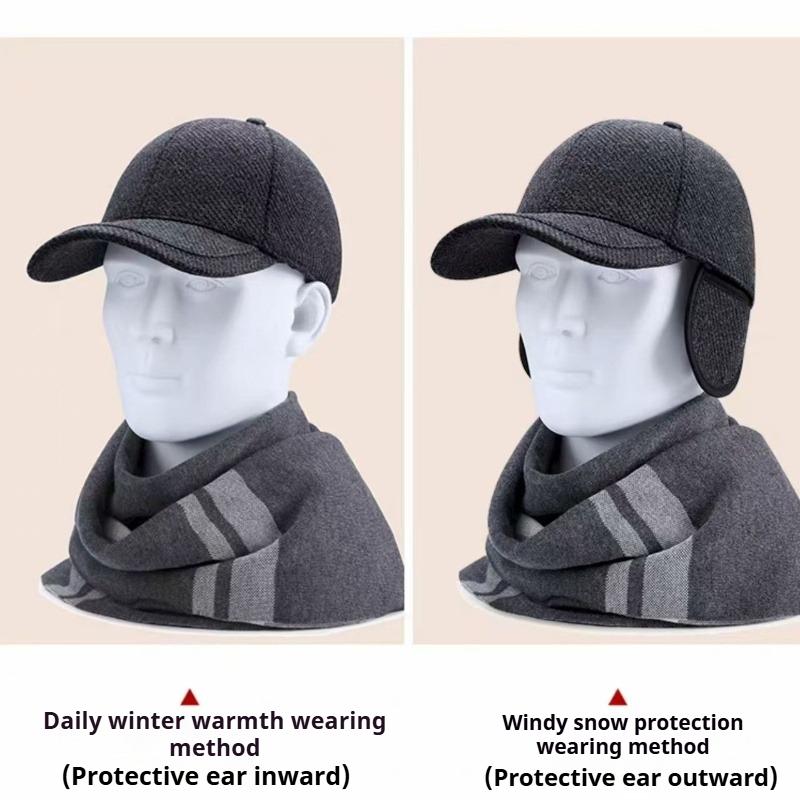 Big Size Autumn Winter Baseball Cap Middle Aged And Elderly Warm And Ear Protecting Cotton Hats Cold Proof And Thickened Hats