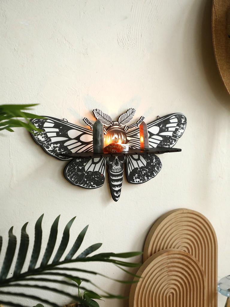 Halloween Crystal Shelf Display Dragonfly Butterfly Floating Wall Shelf for Gothic Home Decor Halloween Party Wall Decorations