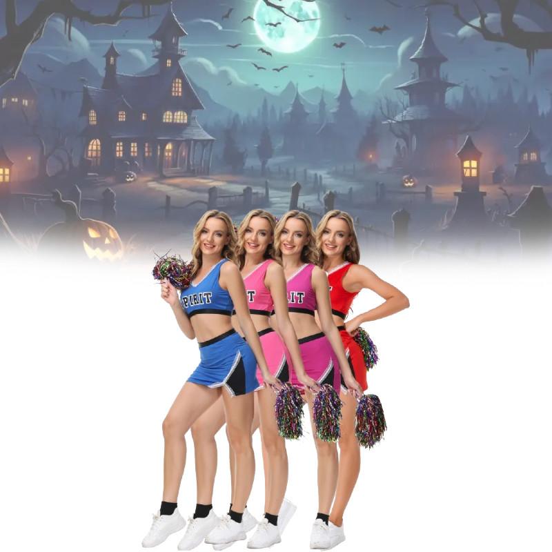 Fashion Cheerleader Ladies Costume Adult Schoolgirl Costume V Neck Sexy Crop Top