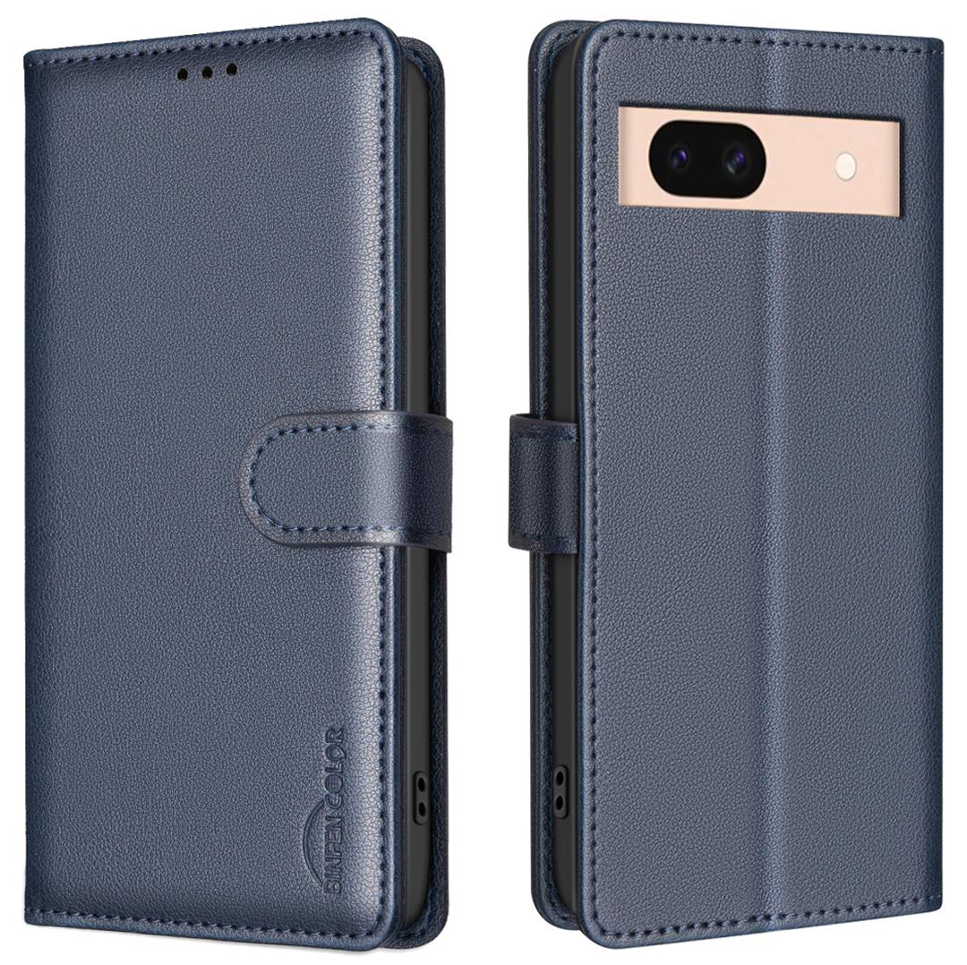 

BINFEN COLOR BF32 For Google Pixel 8a Mobile Phone Case Litchi Texture RFID Blocking Leather Stand Cover E