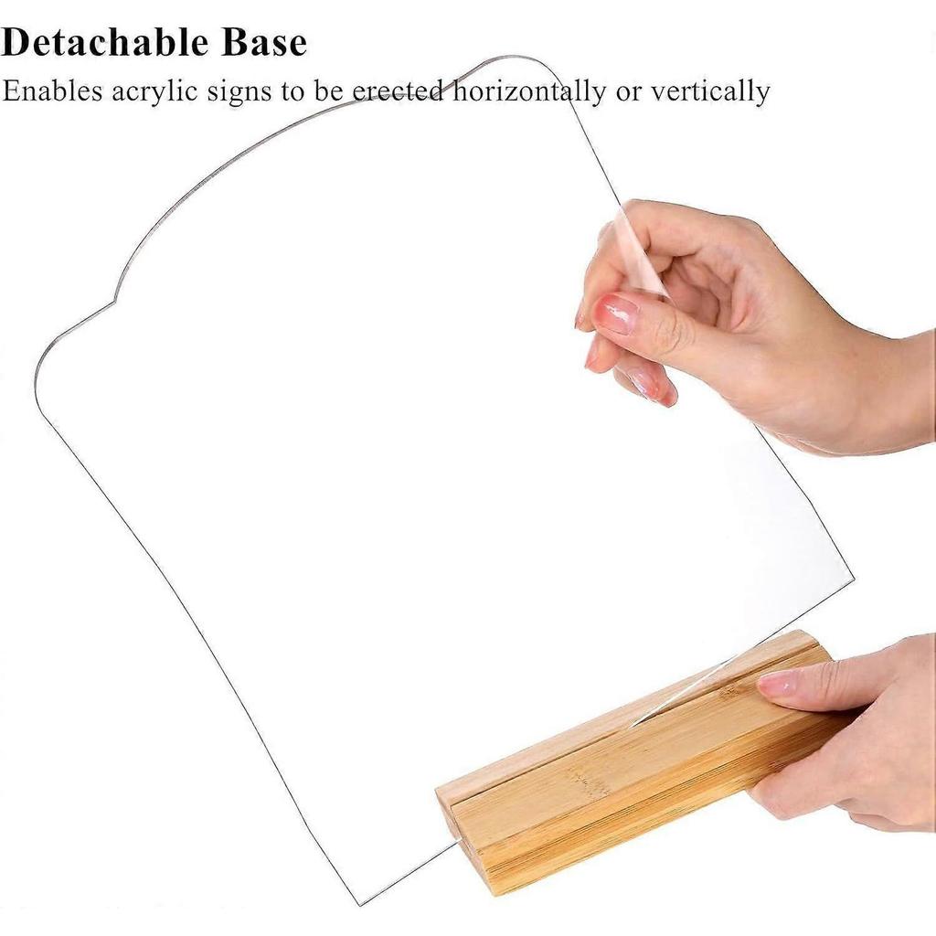 UrbanMingle 6 Pack Acrylic Table Signs with Bamboo Stand, Blank Acrylic Signs