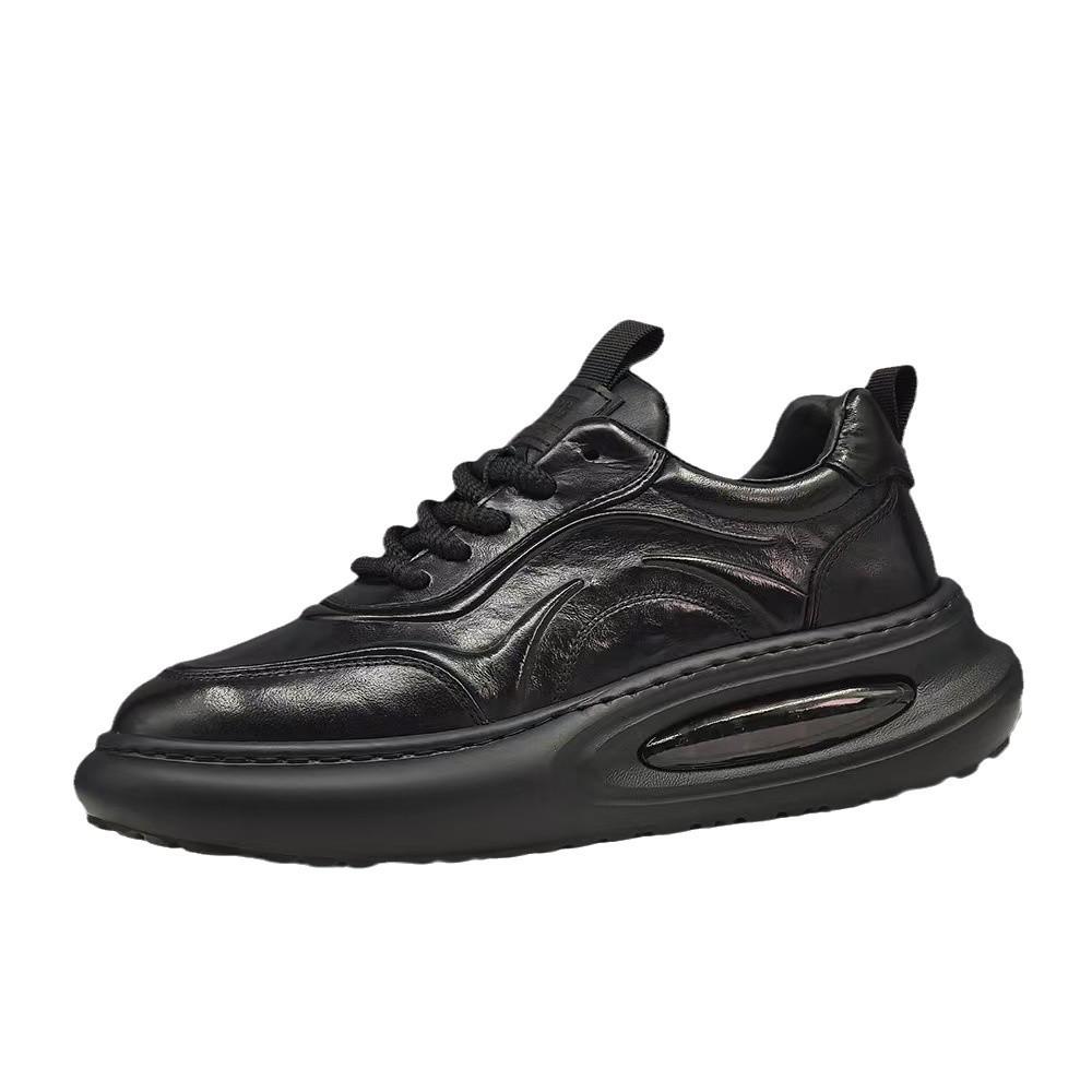 New Shoes for Men Genuine Leather Casual Platform Shoes Thick-soled Sport Style Height Increasing Shoes Comfortable Sneakers