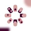 Unghie Finte a Pressione a Forma di Bara French Tip Unghie Finte Colla su Unghia Design a Stella Unghie Finte Unghie Artificiali