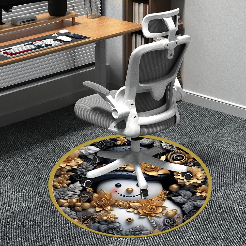 

1pc Winter Wonderland Snowman Chair Carpet for Office Non-Slip Mat for Office - Decorative Floor Mat yy251030224 80cm by 80cm