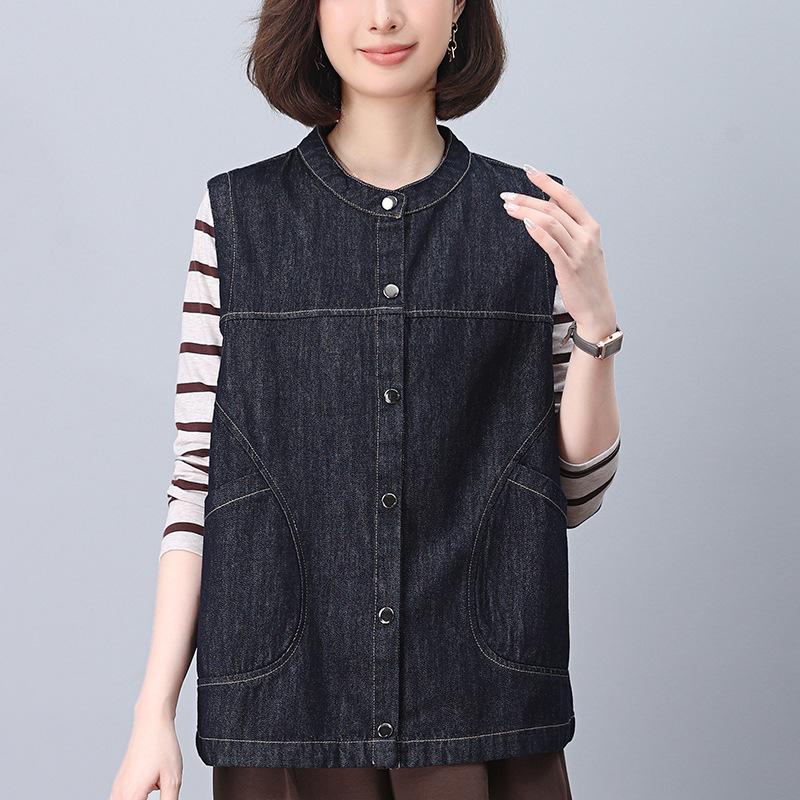 Women's Denim Vest - 2024 Early Autumn Layered Waistcoat, Trendy Spring & Autumn Style Outerwear.