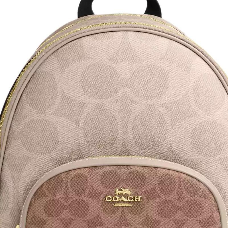 COACH Court 28 Color Block Classic Logo Coated Canvas Backpack Large Women's Sand & Tan