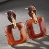Textured Geometric Square Acrylic Stud Earrings Vintage Earrings Ear Accessories