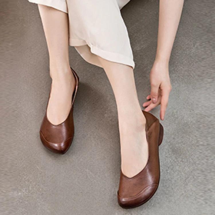 Fashion Women's Single shoes simple Flat Bottom Roman Shoe square head shallow mouth Wedge Heels Ladies casual comfortable Loafers
