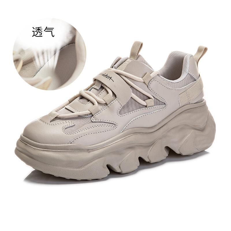 

Туфли на пенной подошве из кожи для папы, женская весна 2025, новая спортивная женская обувь, повседневная обувь, увеличивающая рост, женская модная трендовая обувь 35 серый