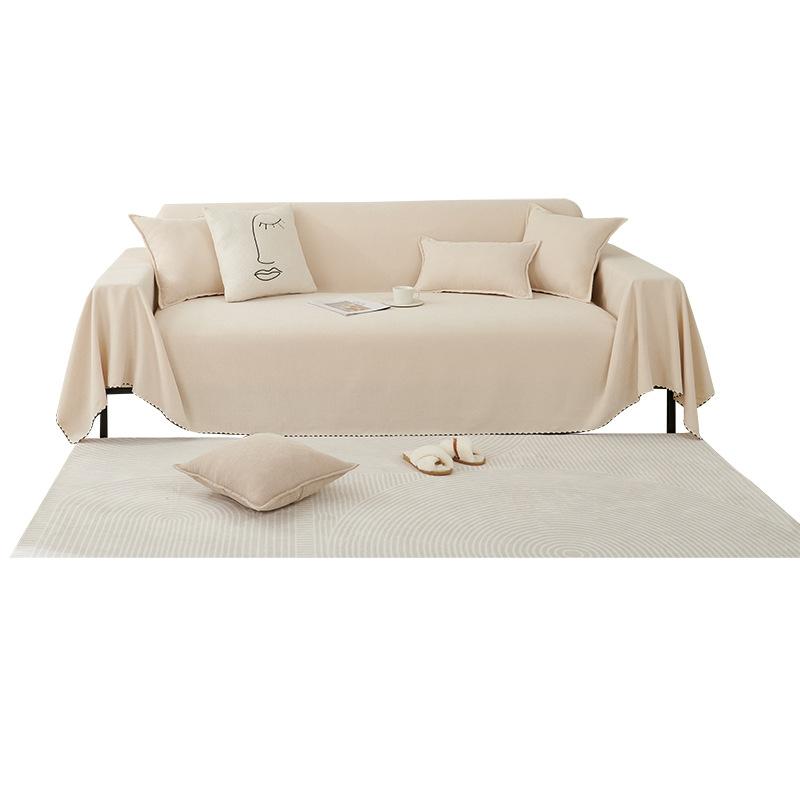 Simplicity Four Seasons Universal Living Room Sofa Cover Chenille Solid Color Soft Sofa Blanket Modern Breathable Sofa Cushion