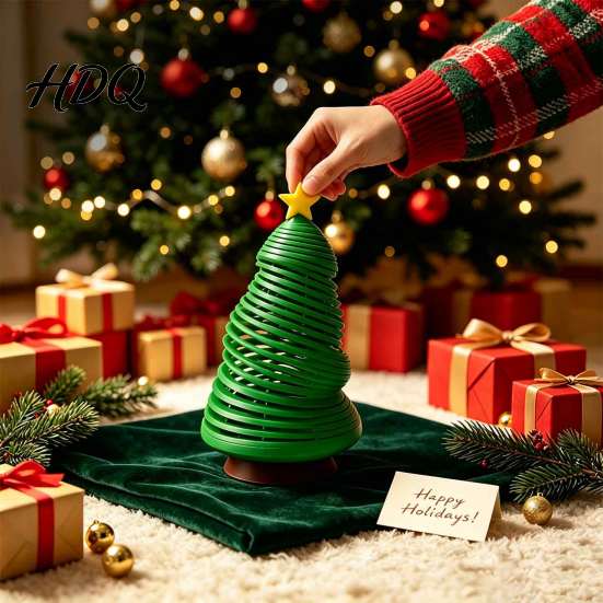 Instagram Style Ornament 3D Printed Spring Coil Christmas Tree Funny Novelty Office Food Association Aesthetic Desktop Decoration Holiday Fidget Toy