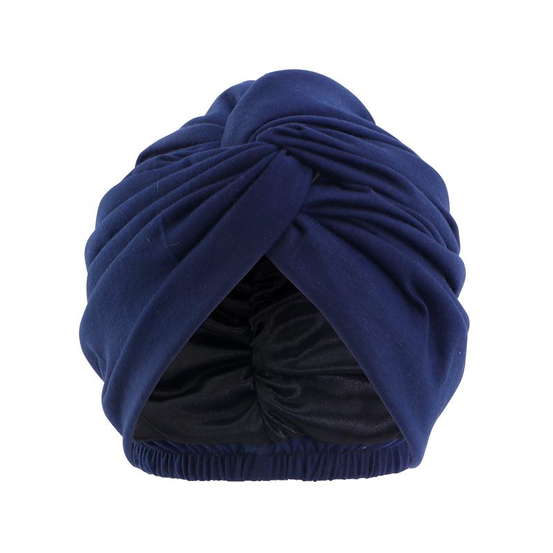Women Double Layer Satin Linning Stretch Turban Hat Cross Ruffle Chemo Sleep Cap Twist Bandanas Muslim Hijab Headscarf India Hat