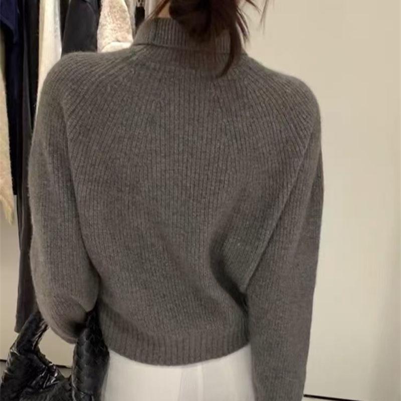 Women's Autumn & Winter Korean Style Exquisite Small Lapel Minimalist Versatile Sweater Loose Slim-Fit Knit Top Thick Base Layer