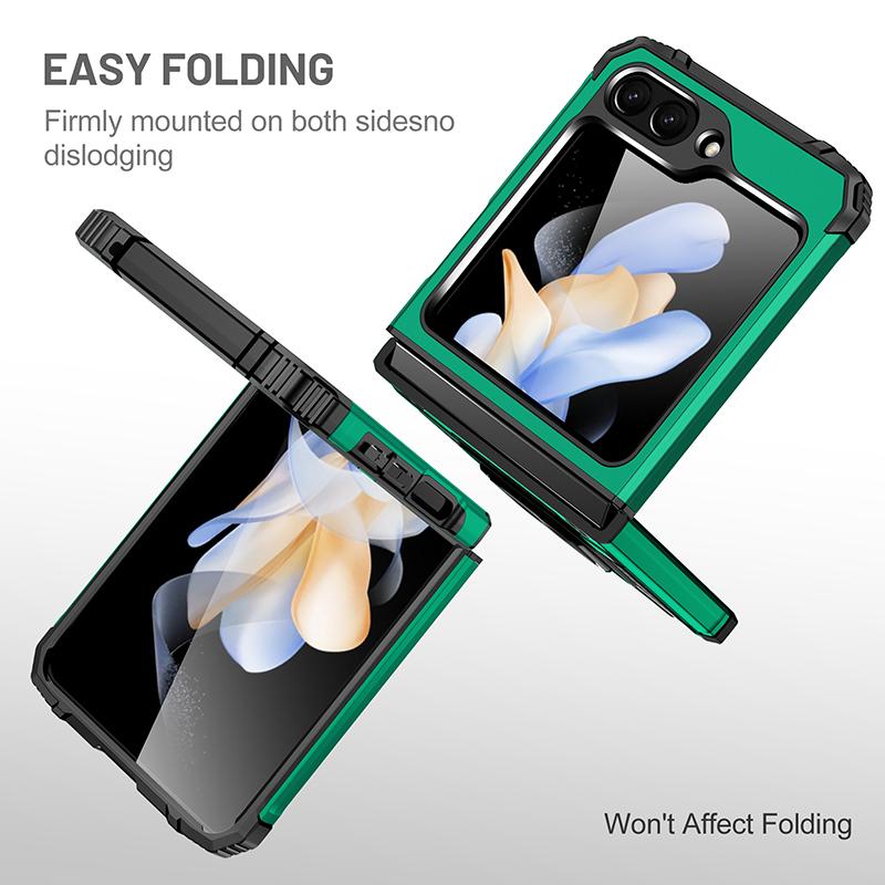 Luxury Anti-Drop Folding Armor Cover Stand Case for Samsung Galaxy Z Flip5 Flip4 5G Non-Slip Cell Phone Bag for Galaxy Z Flip 5 Protective Case