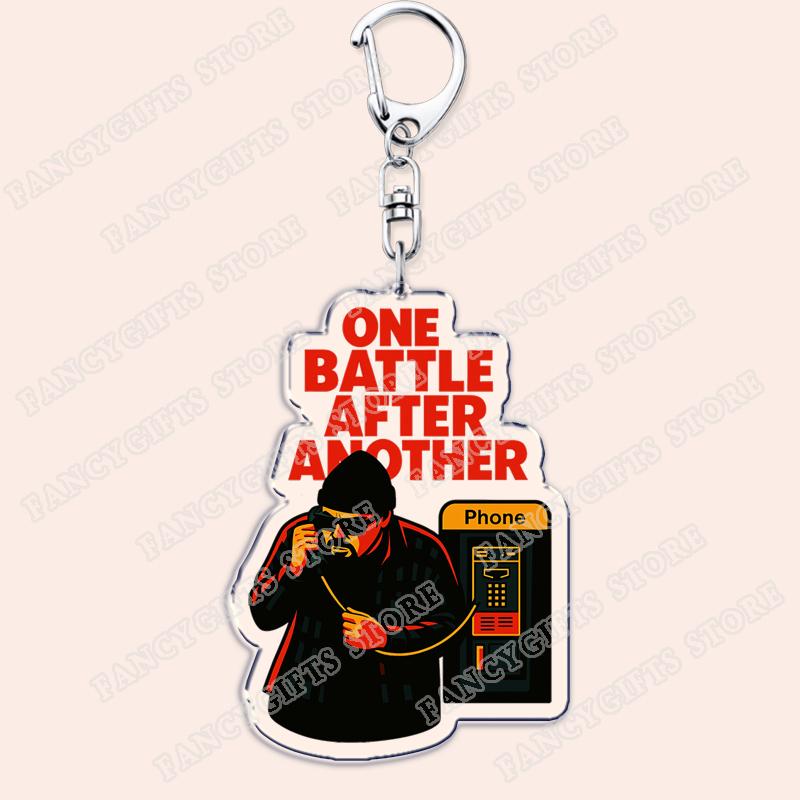

Pop Art One Battle After Another Movie Keychains for Accessories Bag Movie Cinema Film Keyrings Jewelry Fans Friends Gifts