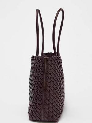 Design di Nicchia Autunno 2025 Borsa a Shopper Intrecciata Grande Capacità Borsa a Tracolla per la Spesa