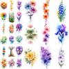 9pcs Temporary Tattoo Waterproof Long-lasting Body Stickers Sunflower Tulip Orchid For Chest Ladies Cheeks