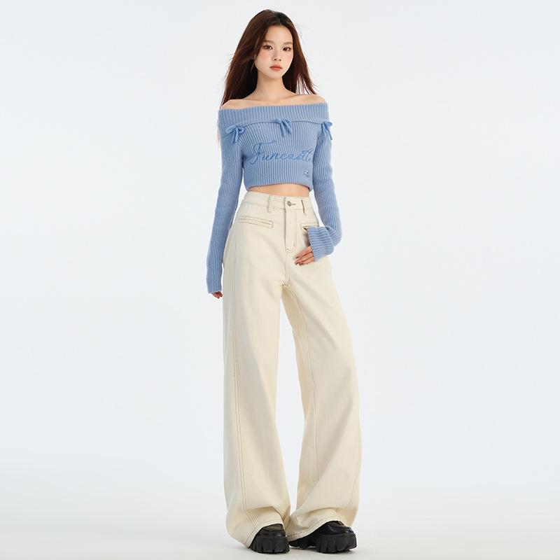 Thirteen Lines Women's High Waist Apricot Denim Wide Leg Pants