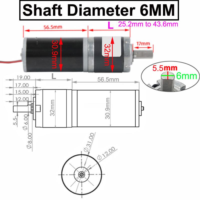 32-31zy Max 95kg.cm High Torque 32mm Diameter DC 12V 24V Micro Planetary Gear Motor
