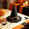 Indoor Outdoor Halloween Ornament Handwoven Witch Hat, Gothic Wizard Costume Headpiece for Handmade Accessory Party, Spooky Tabletop Decor,
