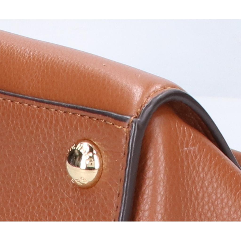 MICHAEL KORS 35H4GHUS2L Hudson Medium Satchel with MK Logo, 2-Way Handbag BrownUsed