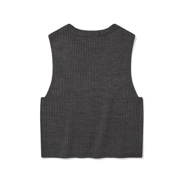 Covernat Womens Series Logo Attached Tie Button Knit Vest Women vest Gray CO2403KT79MG