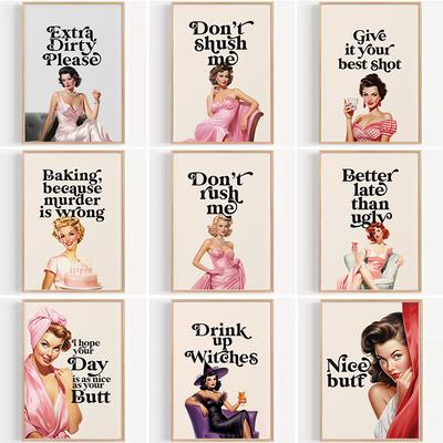 Lustiger Zitat-Druck Bild Trendige Wandkunst Lustiges Badezimmer Leinwandbild Retro Vintage Poster Schlafzimmer Mädchenzimmer Dekor Wandbild