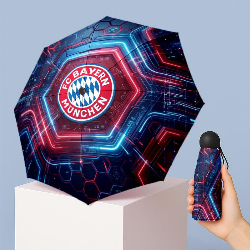 Mini parasol składany 5-krotny 8-żebrowy z nadrukiem wzoru Bayern Monachium, wiatroodporny, wodoodporny, lekki, przenośny