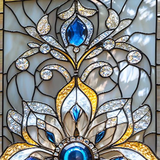 Window Privacy Film Sun Blocking Stained Glass Floral Window Decals Removable Static Clings