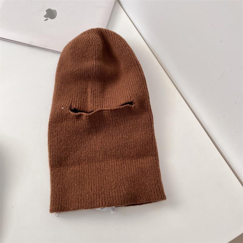 One hat and two wears~ Winter face kini windproof and warm cycling knitted hat balaclava cap pullover wool hat