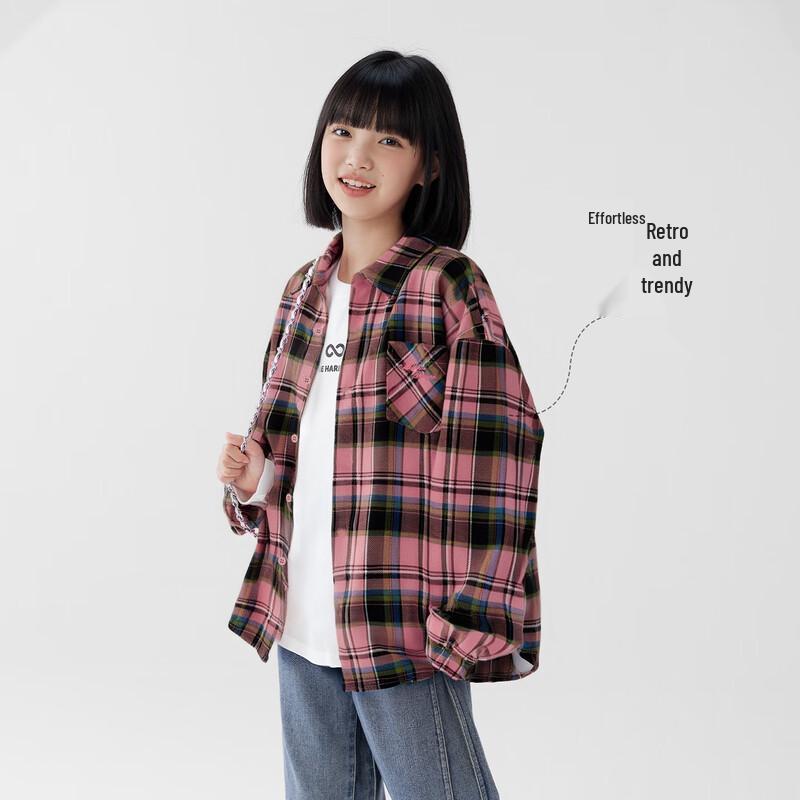 Zuo Xi Girls' Plaid Long-Sleeve Shirt