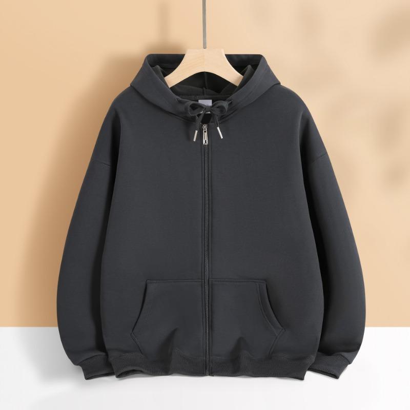 

Spring and Autumn New Men s Hooded Zipper Solid Color Loose Shoulder Sweatshirt 4XL сірий
