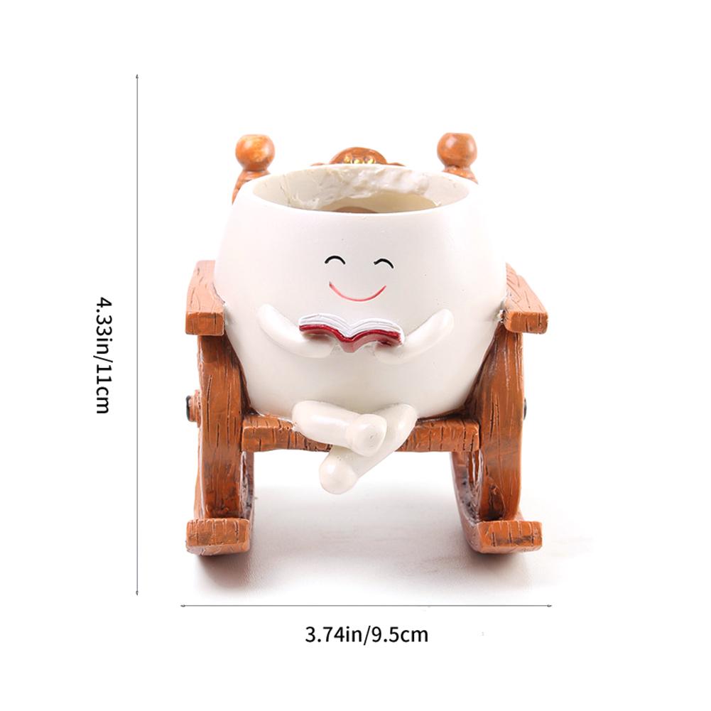 New Face Planter Pots Resin Chair Reading Succulent Pots Smile Face Flower Pot for Indoor Outdoor Plants Garden Flower Container