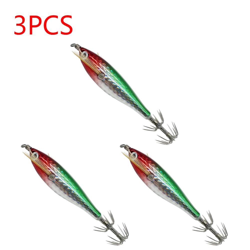 1-3Pcs 5.5g Laser Luminous Floating Horizontal Wood Shrimp Lure Hook Fishing Tackles Simulation Squid Hook Cuttlefish Fish Baits