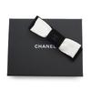 Used CHANEL AAA373 Ribbon Coco Mark Velour Silk Black White Barrette Hair Clip Hair Accessory Silver Hardware (New, Unused)
