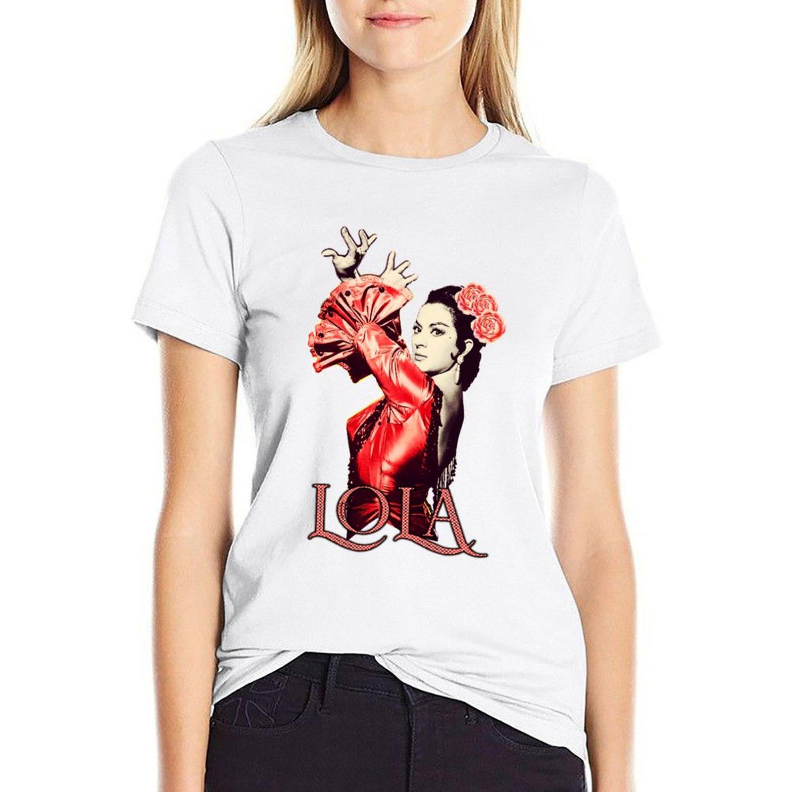 

Lola Flores Lola Faraona Красное платье Футболка Топы Рубашки Графические футболки Женская футболка M белый