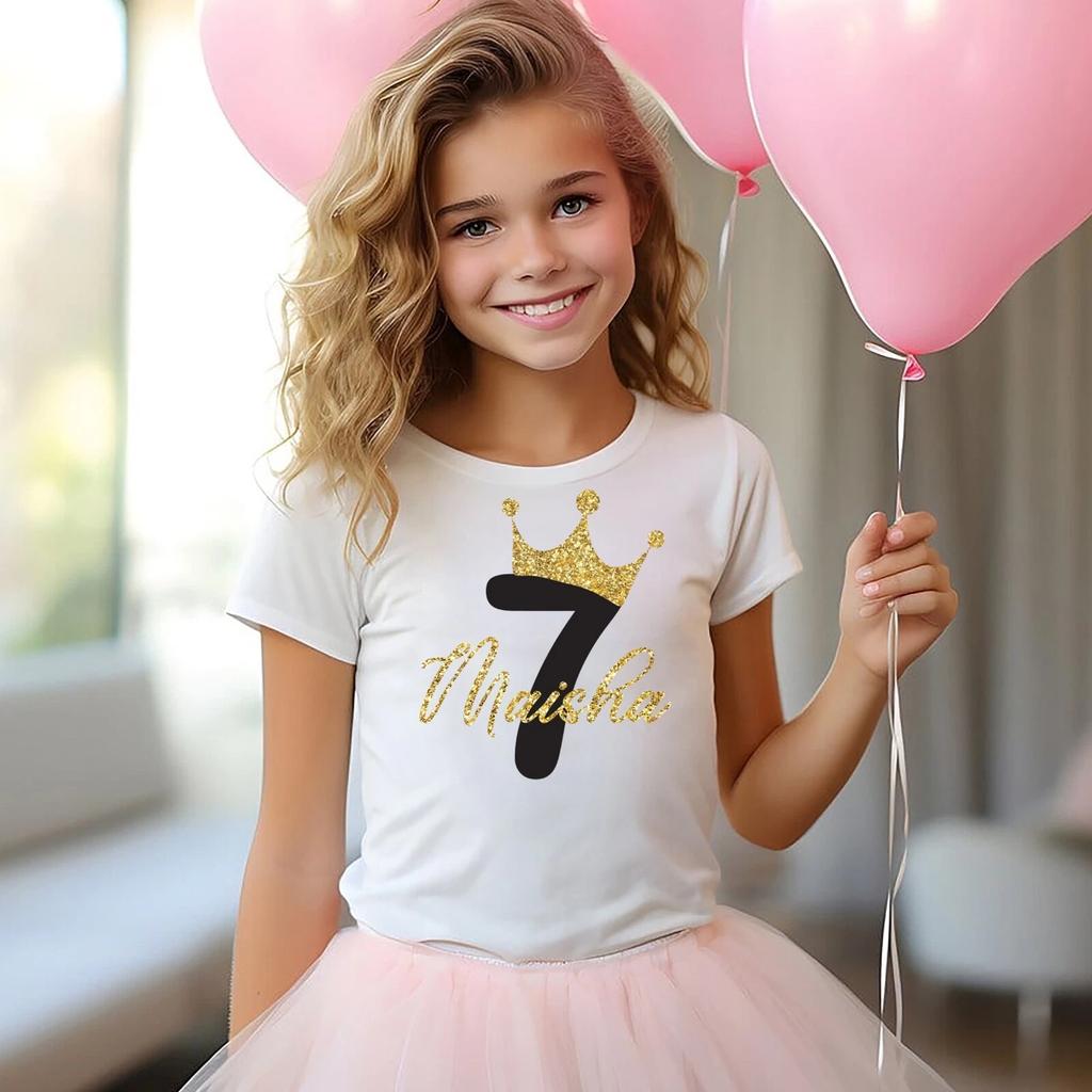 Personalized Custom Names 3 To 11 Years Old Baby T-shirt, (3-11) Birthday Crown
