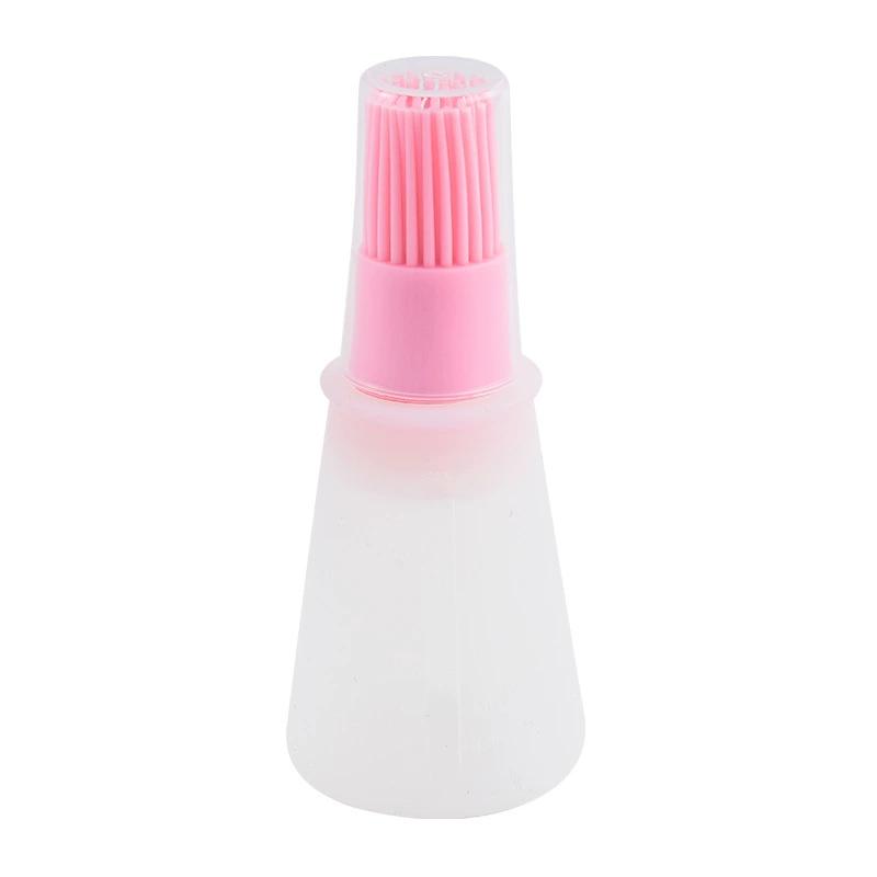 Portable Silicone Oil Bottle with Brush Grill Oil Brushes Pastry Plastic Kitchen Oil Bottle Outdoor Baking BBQ Brush Oil Pot 1pc