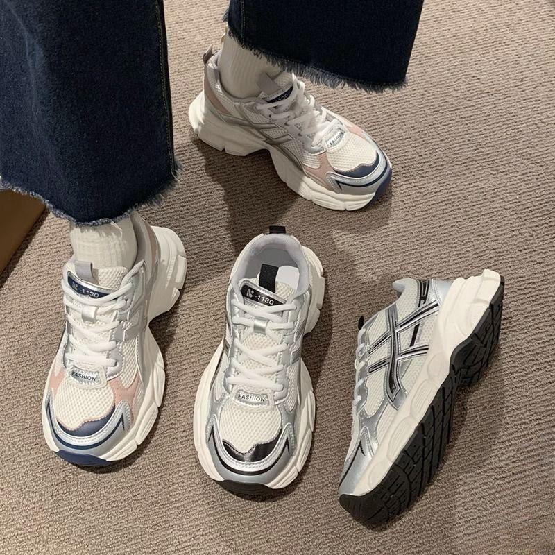 Platform-soled dad shoes for women 2025 spring and summer new versatile and lightweight running fried street mesh breathable sneakers for women