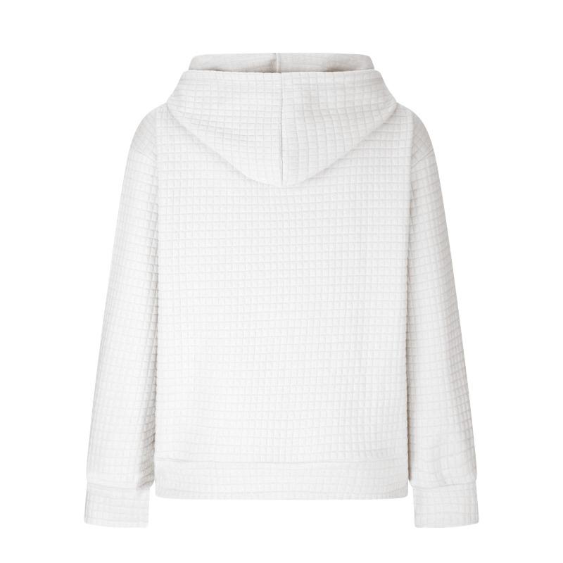 Women S Solid Color Waffle Knit Zip Up Hooded Jacket