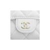 CHANEL 23C Classic Style Vertical Gold Label Double C Logo Quilted Pattern Shiny Grain Calfskin with Gold Metal Card Holder Small Female White