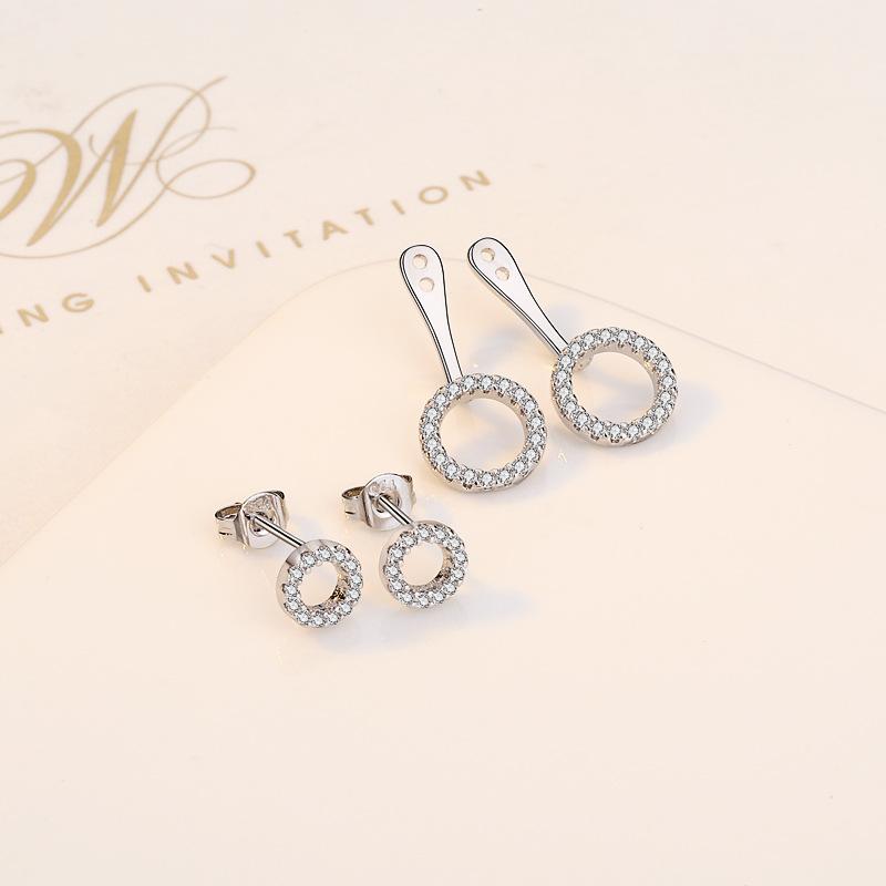 BELLA BOX New Small  Round Earrings With Pure Silver Stud Earrings On The Front And Back Are A Light Luxury Accessory For Women