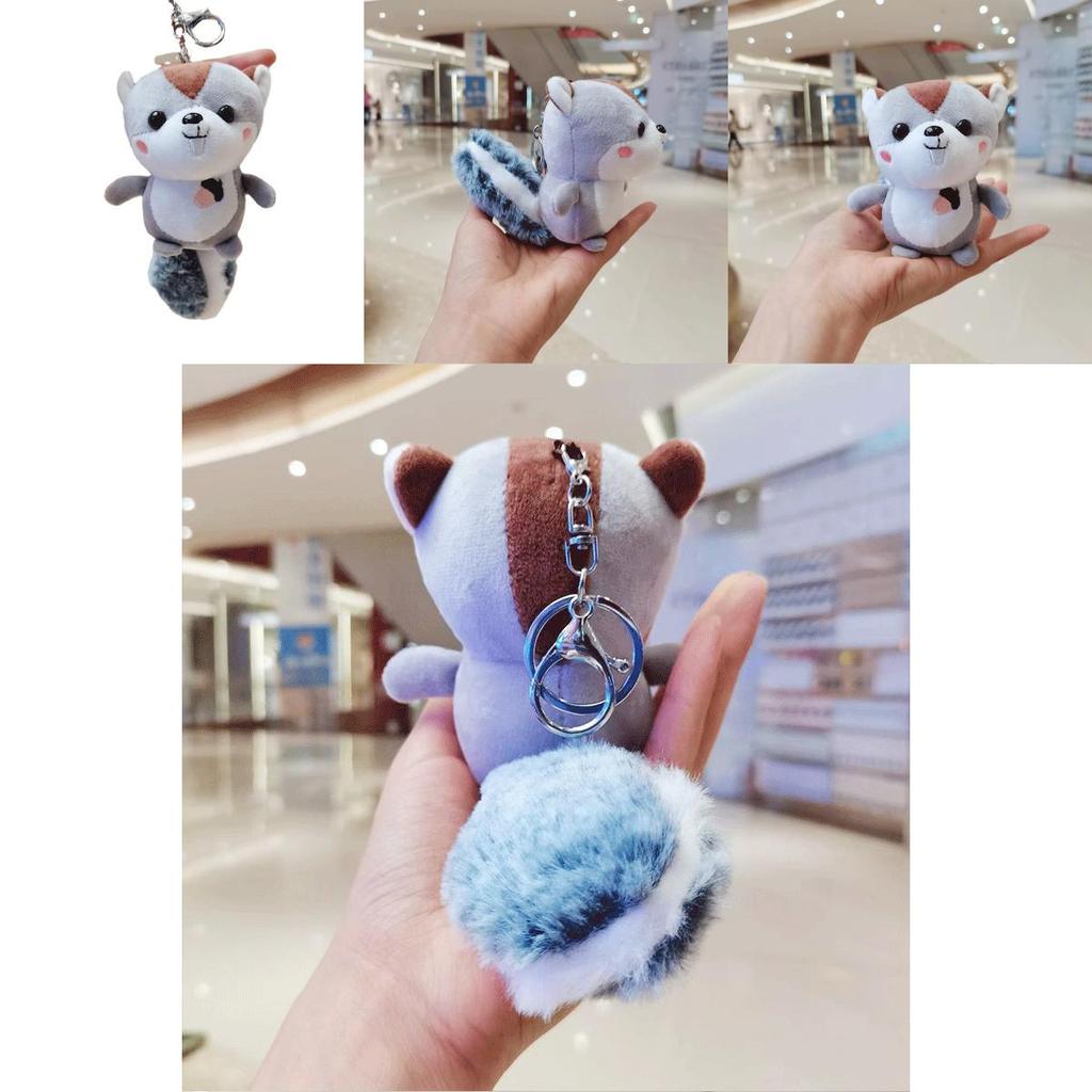 Adorable Plush Squirrel Keychain Cute Stuffed Animal Doll Gift Machine Toy