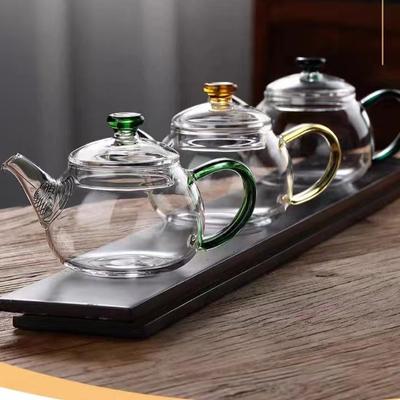 Household Transparent Borosilicate Glass Brewing Teapot Small Single Color Brewing Teapot with Filter Kung Fu Teapot