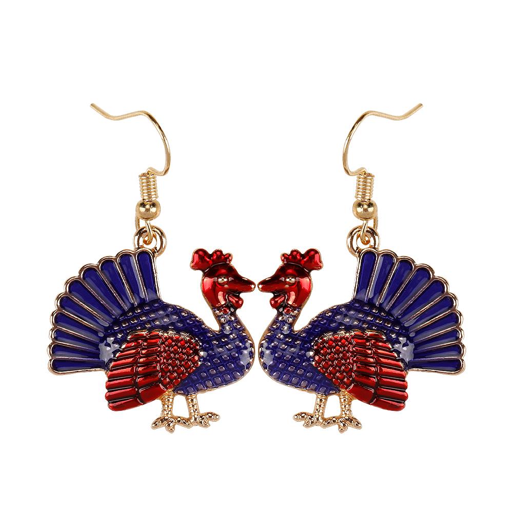 12 Styles Turkey Collection Drop Earrings Colorful Enamel Ear Stud For Women Gilrs Thanksgiving Day Party Jewelry Festival Gift