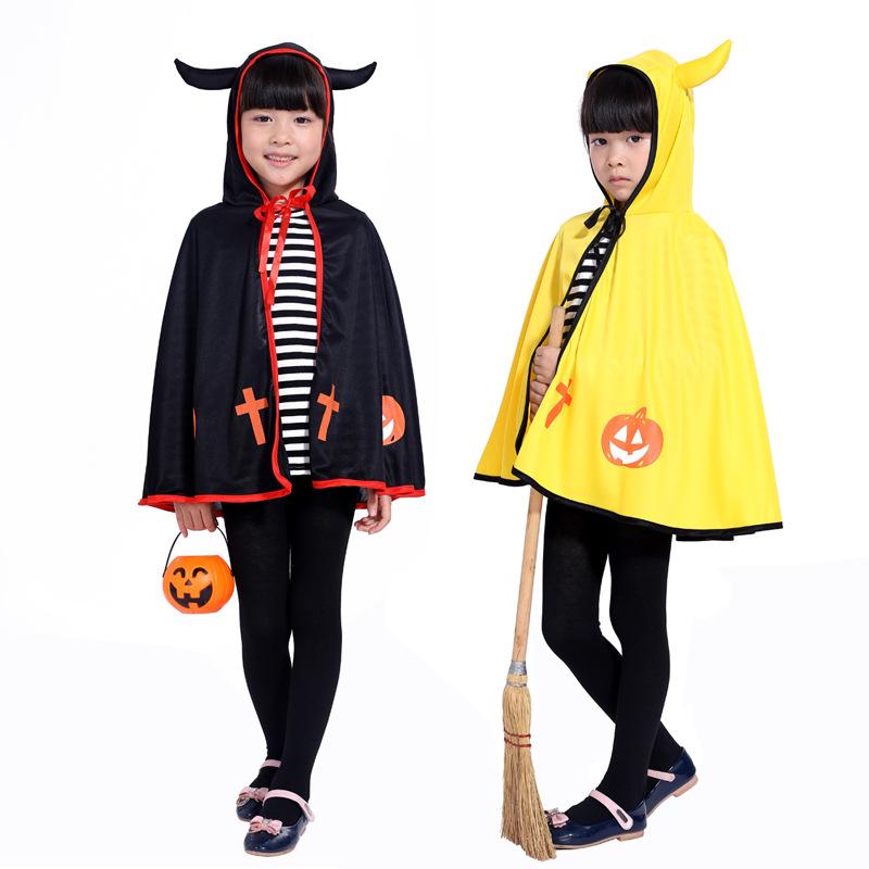 Halloween Children's Dance Show Costume Horn Cloak Demon Shawl Cape