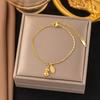 18K Gold Plated 316L Fashionable Titanium Steel Bracelets Waterproof Heart Roman Numerals Queen's Chain Link Bangles